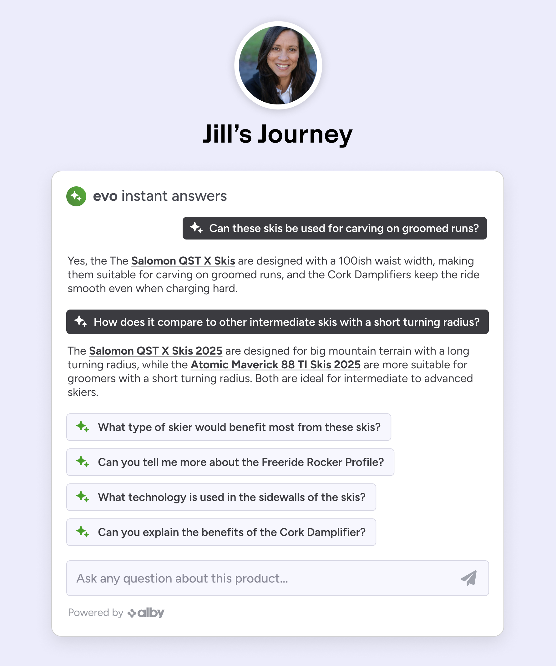 Jill's Journey for alby Generative Q&A